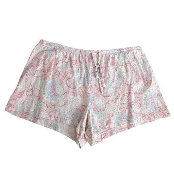 Lauren Ralph Lauren Black Label Pajama Set L Boxer Short Sleeveless Pink Paisley - Picture 5 of 14